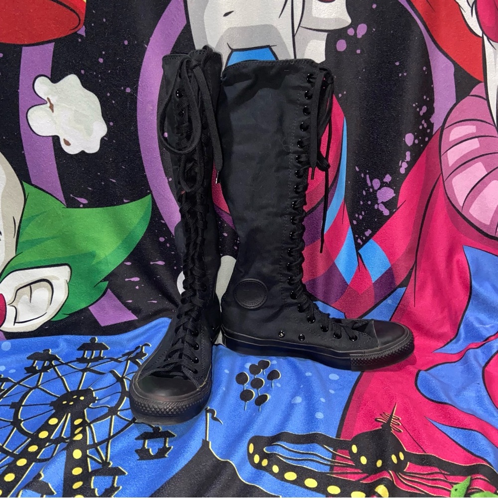 🕸 Converse Black Knee High Shoes W8/M6 🕸